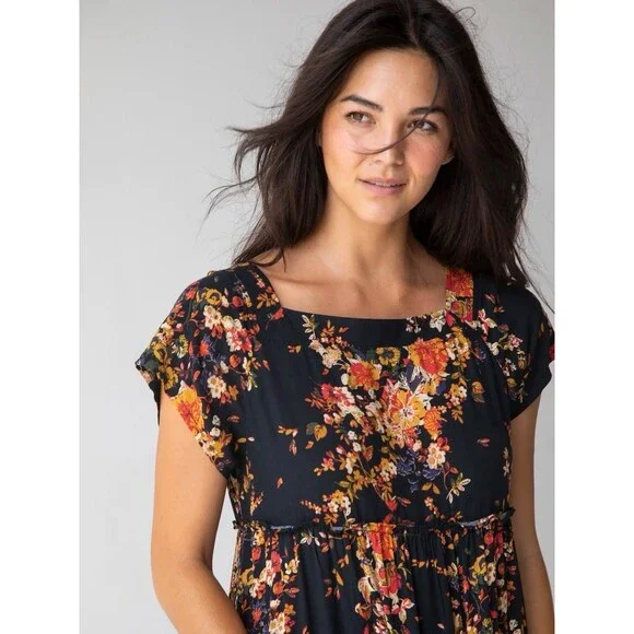 NWT NATURAL LIFE Berkley Maxi Dress Black Floral Boho Chic Hippie Indie Size S - Picture 4 of 9